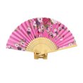 thumbnail image 3 of YAOMOBB Elegant Folding Fan Double Sided Flower Pattern Bamboo Catwalks Lightweight Hand Held Party Props, 3 of 7