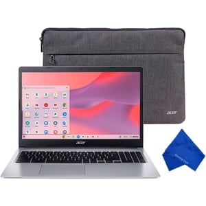 Rénové (bon) Acer Livre de Chrome 315 15.6" FHD Ordinateur portable (Intel Celeron N4500, 4GB RAM, 64GB eMMC, Chrome OS, Manches de protection incluses) - Argent pur (CB315-4H-C7A1)