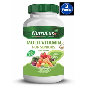 Multivitamine pour les aînés ( 60 mg de vitamine C ) Comprimés sans gélatine halale (paquet de 3)