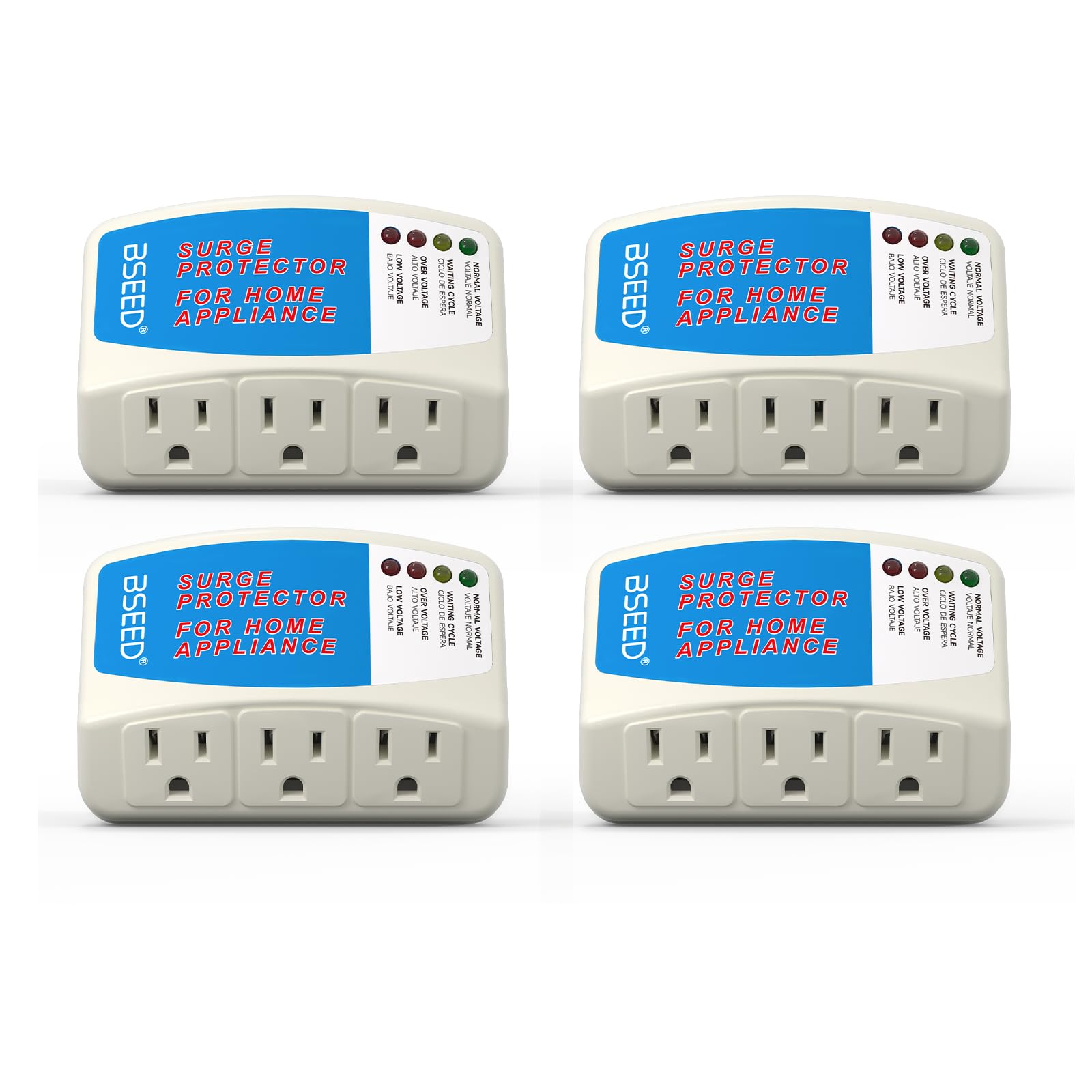 BSEED Surge Protector for Home Appliance 3 Outlet Surge Protector for Refrigerator Voltage Protector for TV, PC, PS5, Air-Conditi