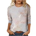 thumbnail image 2 of Chandails de Maternité Mode pour Femmes T-shirt Imprimé Blouse à Manches 3/4 Col Rond Hauts Décontractés Hauts à Manches 3/4 pour Femmes Été en Liquidation, 2 of 4
