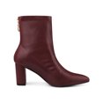 thumbnail image 3 of Unique Bargains Women's Pointy Toe Back Zip Block Heel Ankle Boots Burgundy (Size 6), 3 of 7