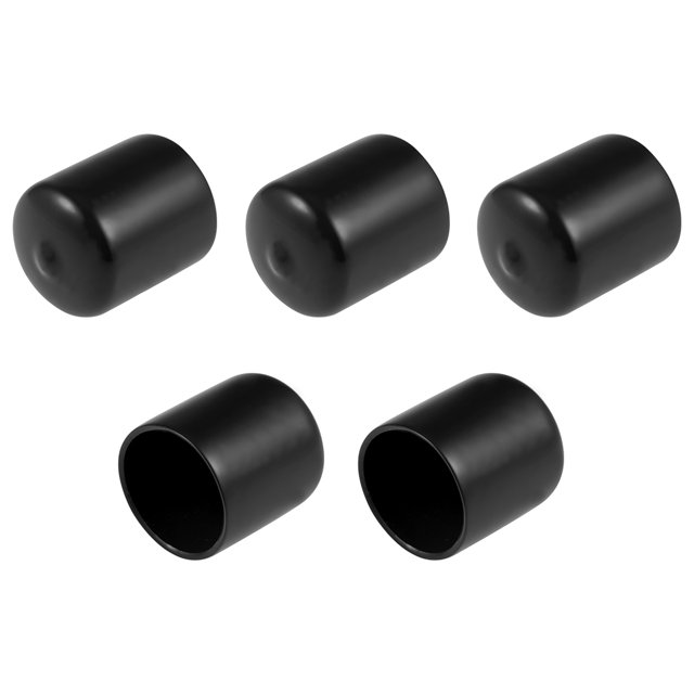 Unique Bargains 5pcs Embouts en Caoutchouc, 28mm ID Couvercle d'Embout Rond Protecteurs de Filetage Flexibles Noir