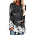 thumbnail image 1 of Innerwin T-Shirt de Noël à Manches Longues Femmes Tee Vacances Flocon de Neige Imprimé Mode Xmas Tops Noir M, 1 of 2
