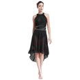 thumbnail image 1 of RUNQHUI Costume de Danse Lyrique pour Femmes Robe Haute-Basse avec Strass Jupe de Danse Moderne Justaucorps Noir TTG, 1 of 7