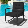 thumbnail image 1 of Patiojoy Outdoor Wicker Rocking Chair Glider Rattan Rocker Recliner with Black Cushion, 1 of 7
