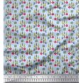 thumbnail image 1 of Soimoi Japan Crepe Satin Fabric Text,Tree & Owl Cartoon Print Fabric by The Yard 42 Inch Wide, 1 of 3