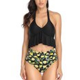 thumbnail image 3 of WREESH Women'S High Breast Contrast Gradient Split Bikini Set One Piece Swimsuit, 3 of 9