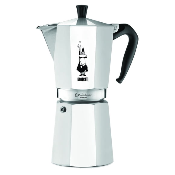 BIALETTI - Moka Express: Iconic Stovetop Espresso Maker, Makes Real Italian Coffee, Moka Pot 12 Cups (22 Oz - 670 Ml), Aluminium, Silver