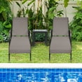thumbnail image 1 of Costway 2 Pcs Chaise Longue de Patio Inclinable Réglable avec Accoudoirs Brun, 1 of 10