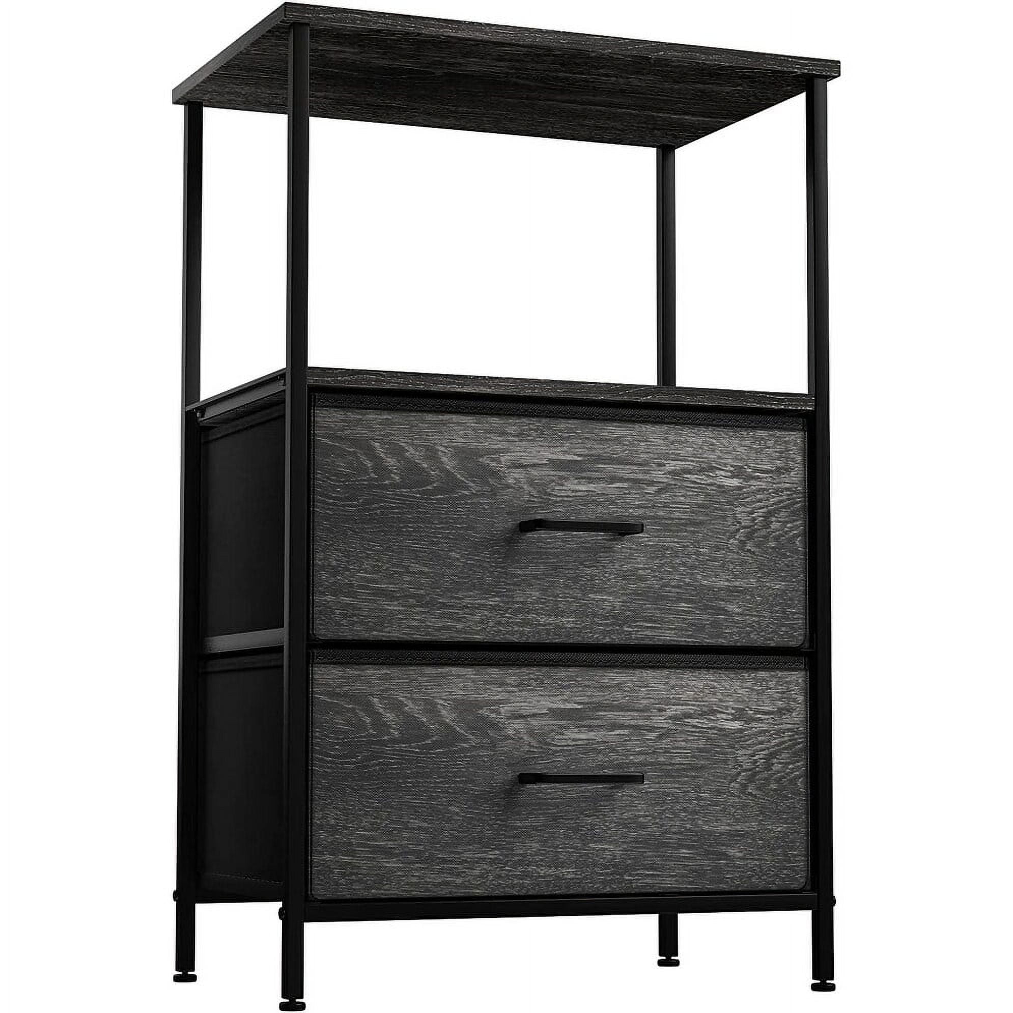 Sorbus Nightstand 2-Drawer Shelf Storage - Bedside Furniture, Wood Top End Table Chest