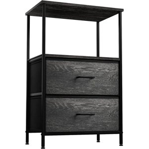 Sorbus Nightstand 2-Drawer Shelf Storage - Bedside Furniture, Wood Top End Table Chest