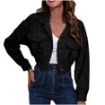 thumbnail image 1 of CEHVOM Ladies Fashion Solid Color Corduroy Jacket Drop Shoulder Long Sleeve Short Coat Clearance, 1 of 4