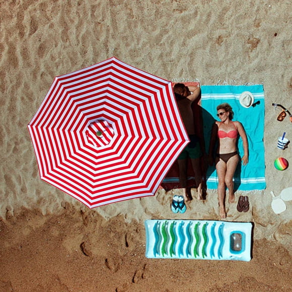 Dvkptbk 6.6ft Beach Umbrella, Outdoor Portable Beach Umbrella Replacement Top Suit 6 Ribs for Sand Patio Garden Pool Backyard