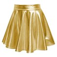 thumbnail image 4 of Shiny Flared Pleated Skirt, Solid Color Mini Polyester Fiber Metallic Glossy Skirt Fashionable  For Performance Black,Red,Golden,Purplish Red,Purple,Silver, 4 of 6