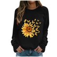 thumbnail image 1 of HKEJIAOI Chandail Graphique Tournesol Femme Manches Longues T-Shirt Décontracté Col Rond chandail Ample, Noir P, 1 of 4
