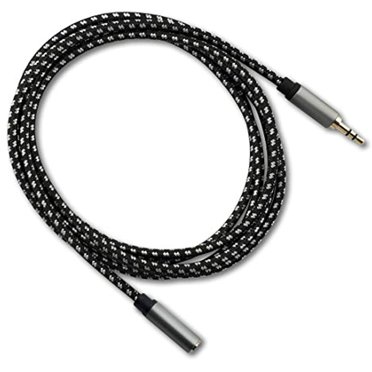 SatelliteSale 3.5mm Male to 3.5mm Female Nylon Audio Stereo Cable Compatible with iPhone, iPad, Smartphones, Headphones, Tablets