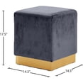 thumbnail image 4 of Meridian Furniture Jax Contemporary Velvet Ottoman/Stool in Gray, 4 of 4