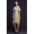 thumbnail image 2 of Bimba Beige Bird Print Flutter Sleeve Womens Party Tunic Cold Shoulder Midi Dress - X-Small, 2 of 6