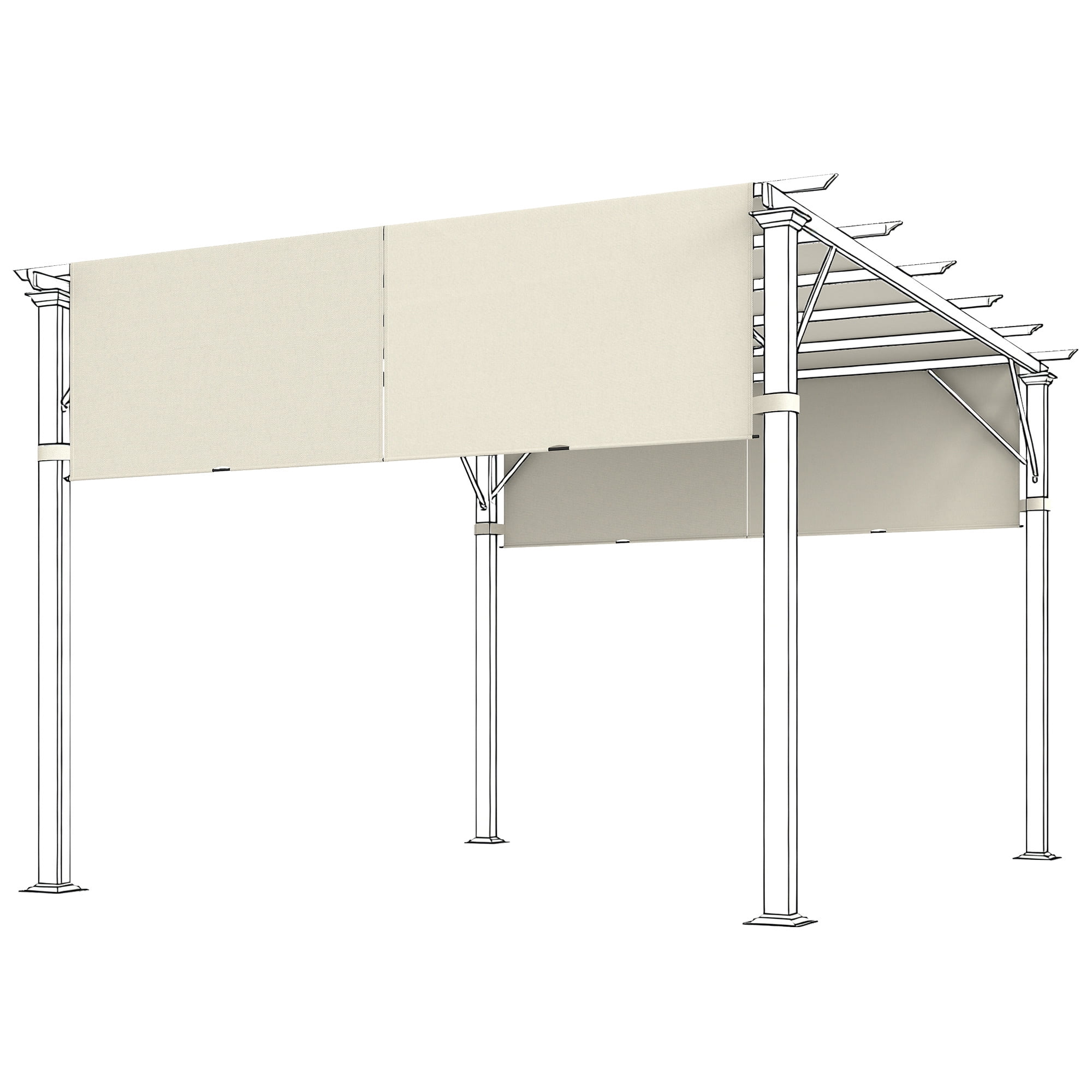 Outsunny 2 Pcs 16 x 4ft Pergola Shade, UV Protection Pergola Canopy, Cream