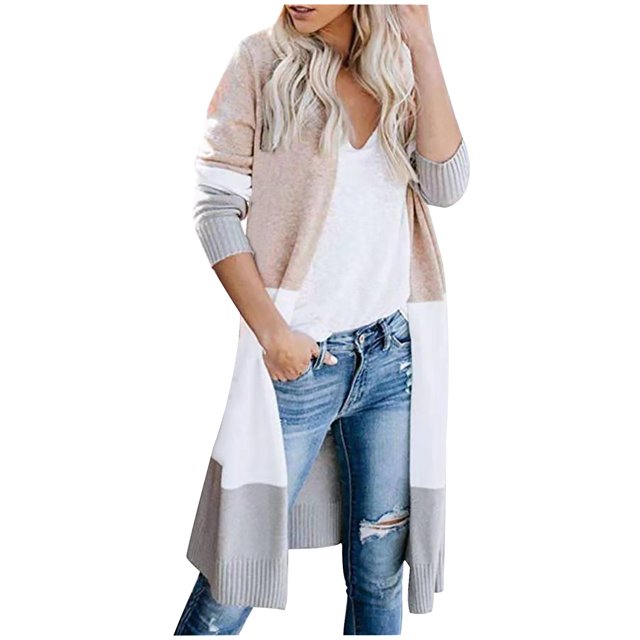 CEHVOM Cardigan à Rayures à Manches Longues pour Femmes, Manteaux/blouse à Poches pour Dames