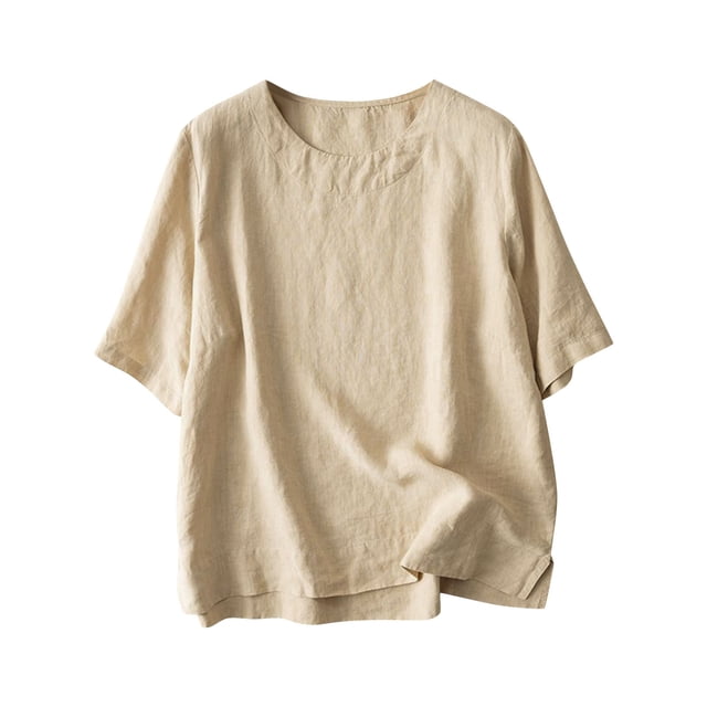 Yuyuzo Hauts pour Femmes Manches Courtes Col Rond Blouses Décontractées Confortables Tuniques Amples