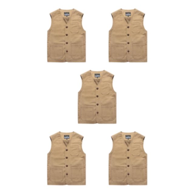 ZheElen Essentials Close With Cotton Vests Featuring Multi-pockets Made With Cotton khaki M 5Set