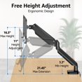 thumbnail image 3 of MOUNTUP Laptop Arm Mount for Desk Holds 3.3-17.6lbs, Single Laptop Computer Desk Mount for 13-17 Inch Notebook Fully Adjustable Laptop Tray Stand with Gas Spring Arm, with Clamp/Grommet Base MU4007, 3 of 5
