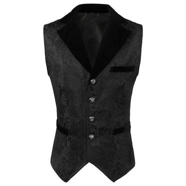 LOVZFMLL Jackets for Men's Gothic Dress Vest Medieval Court Gown Vintage Swallowtail Slim Waist Wrap Up Vest Coat