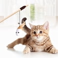 thumbnail image 2 of JilgTeok 4 Packs Pet Cat Teaser Toys Wooden Handles Cats Teasing Sticks Elastic Ropes Cotton and Linen Cloth Toy with Feather Bells Cats Toys Suitable for Cats Interaction Clearance, 2 of 6