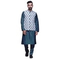 thumbnail image 1 of Atasi Kurta Pyjama Traditionnel Uni à Col Mandarin avec Ensemble de Veste Imprimée, 1 of 3