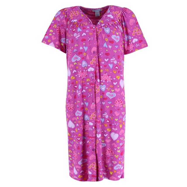 Elegant Emily Duster à Boutons à Manches Courtes à Cœurs Roses (Femmes)