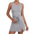 thumbnail image 1 of Dealovy Rompers for Women Athletic Sleeveless Tennis Dress Built in Shorts Summer Drawstring Waist Mini Dresses, 1 of 7