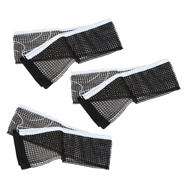 3 Pcs Filet de Remplacement Portable pour Tennis de Table Extérieur en Nylon Sans Poteau Pong (Noir)