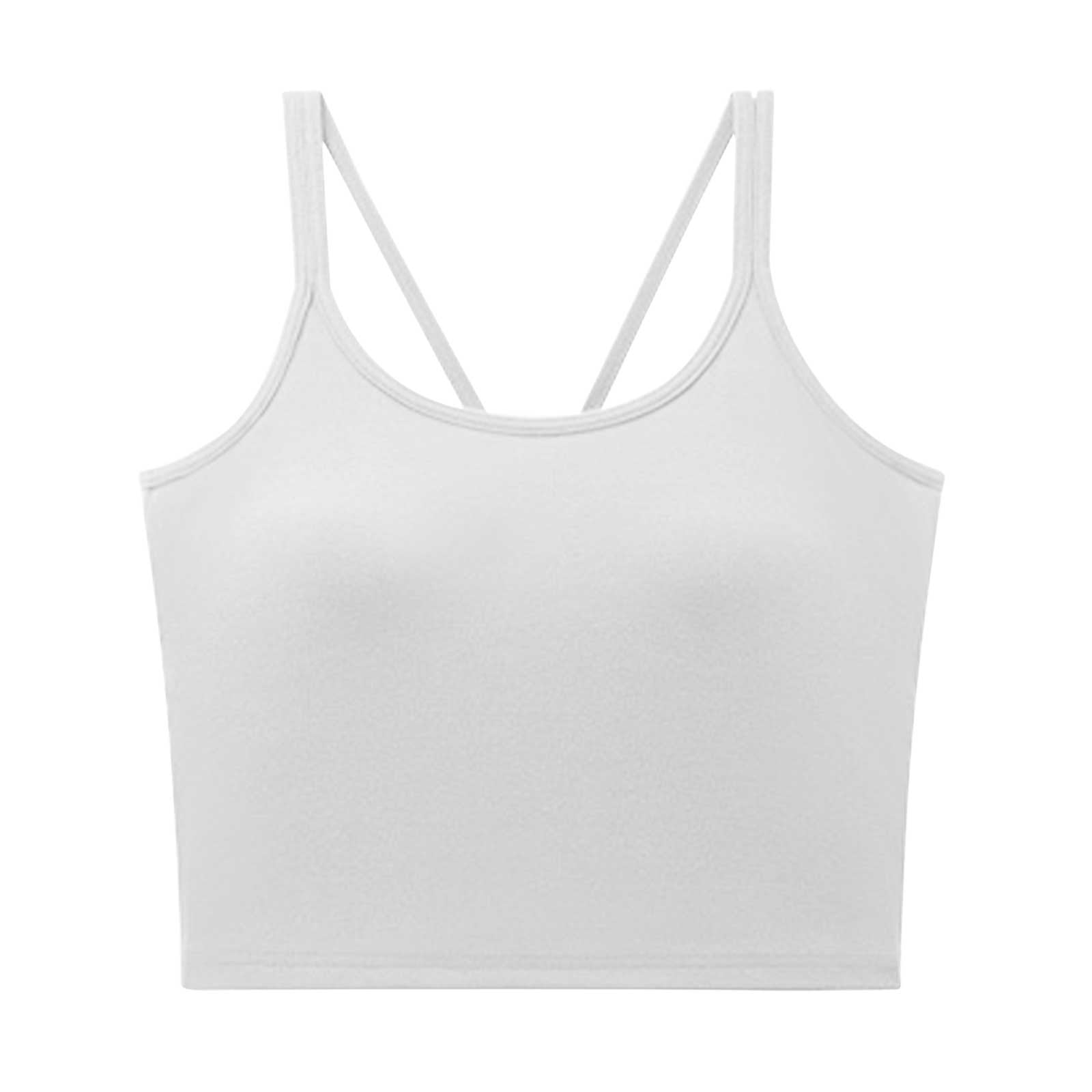 Yuyuzo Womens Tank Tops Sleeveless Spaghetti Strap Padded Sports Bra Square Neck Workout Basic Crop Tops