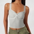 thumbnail image 2 of Timegard Going out Tank Top for Women Ruched V Neck Slim Comfy Knit Tee Sleeveless Top Solid Color, 2 of 7
