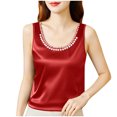 thumbnail image 3 of HVOBTTY Womens Summer Comfy Beach Plus Size Casual Solid Color Sleeveless Round Neck Loose Soft Breathable Versatile Daily Pullover Tank Top Red ,M, 3 of 4