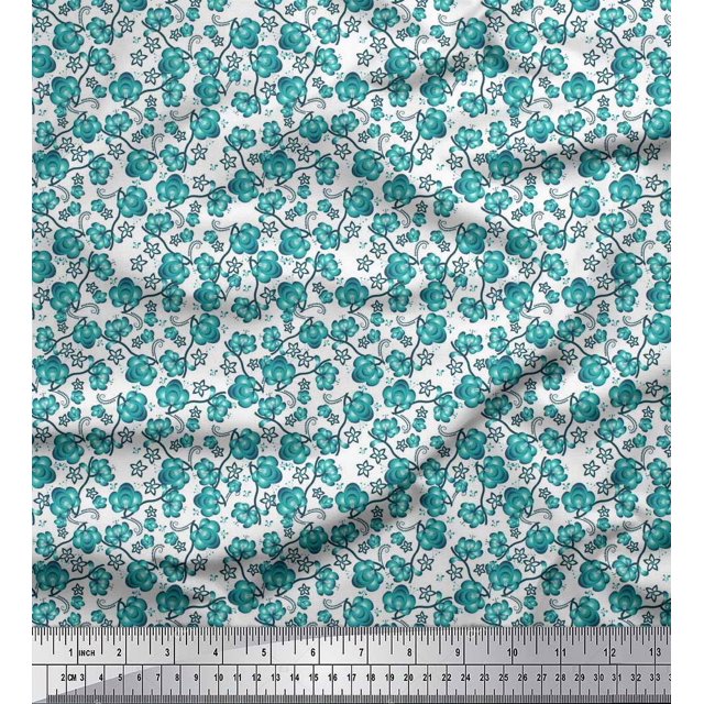 Soimoi Rayon Fabric Flower Artistic Print Fabric by The Yard 56 Inch Wide