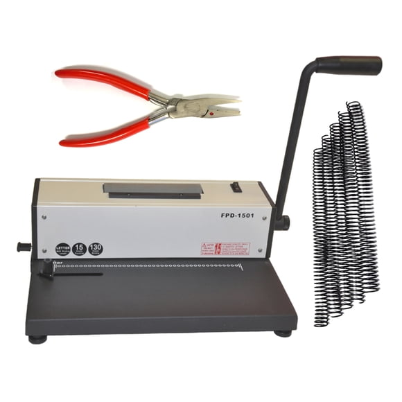 FOCUSBINDING Metal Electric Spiral Binding Machine with Spiral Coil Crimper Pliers, 100 Coils, 1 Count