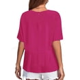 thumbnail image 4 of Timegard Womens Tops Pleated Crewneck Back Button Short Sleeve Loose Casual Blouse Solid Color Summer, 4 of 6