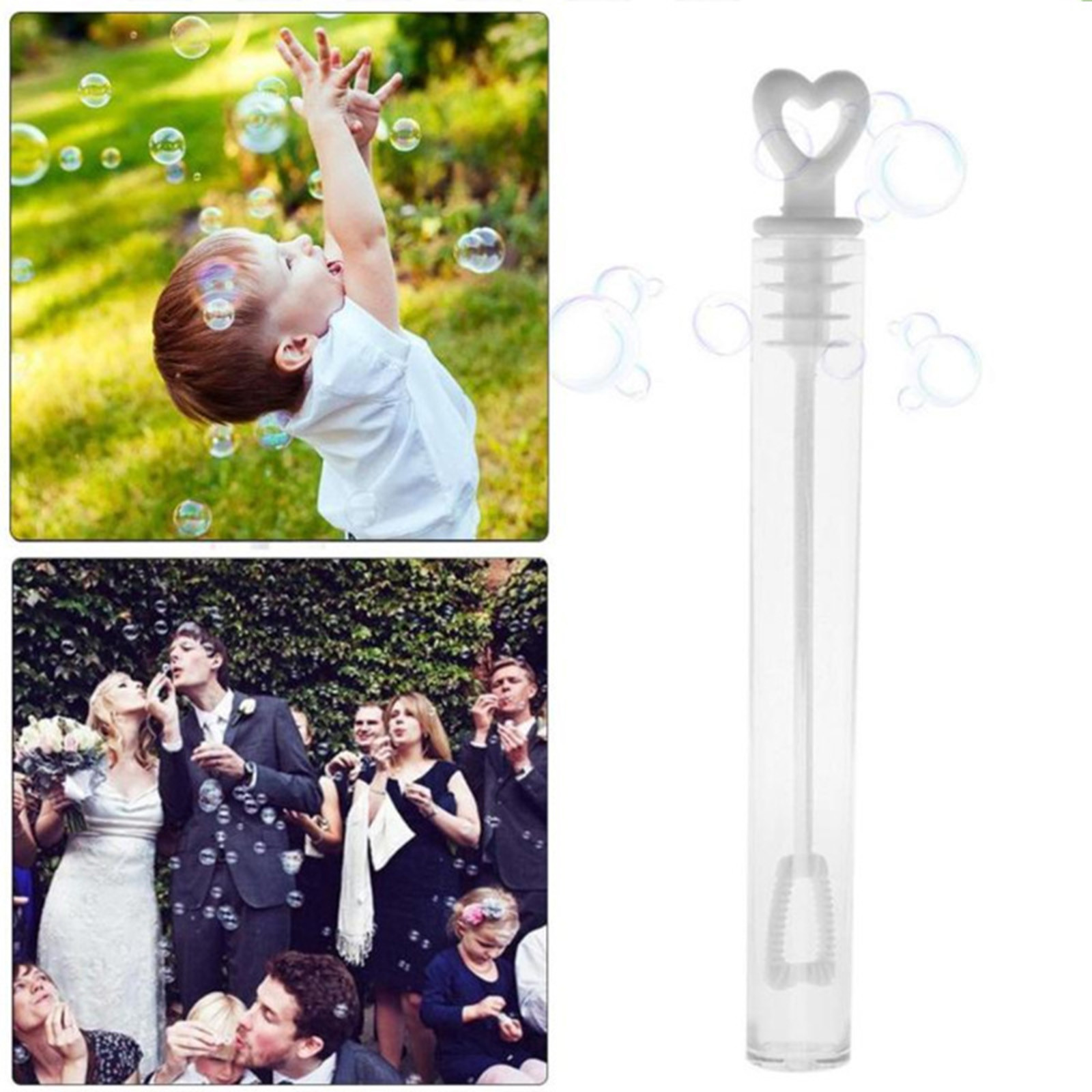 48 Pcs Baguette à Bulles de Mariage Tube Cœur Bâton à Bulles Décoration de Table Accessoires de Fête