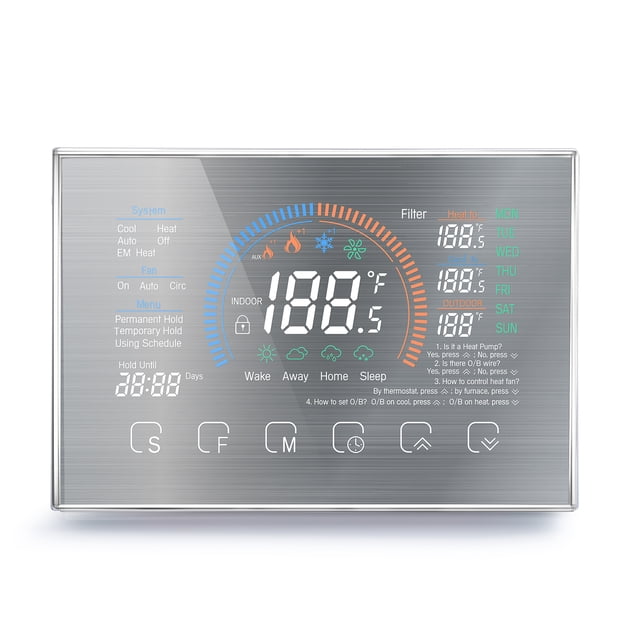 Heat Pump Room Thermostat Temperature Controller 4.8 Inch Color LCD