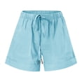 thumbnail image 4 of Pisexur Womens Shorts Solid Color Elastic Waist Shorts Summer Casual Adjustable Drawstring Shorts Quick Dry Gym Yoga Workout Shorts Comfy Loose Linen Shorts Plus Size Shorts with Pockets S-5XL, 4 of 7