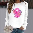 thumbnail image 2 of Rbaofujie Longues Longs Chandails pour Femmes Femmes Mode Décontractée Imprimé Col Rond Ample Manches T-shirt Hauts Blouse Chandails Sans Capuche Blanc Chandail à Capuchon Lesté, 2 of 3
