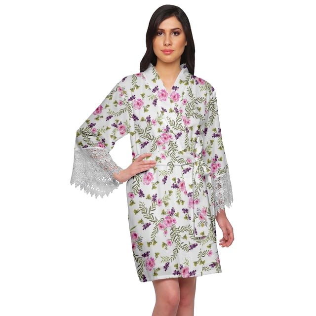 Moomaya Printed Cotton Robes For Women Plus Size Kimono Robe Short Nightwear