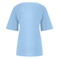 thumbnail image 5 of CHOK Mchoice Chemises pour Femmes 2024 à Manches Courtes Décontractées Hauts Grande Taille Col Rond Imprimé Ample Blouse en Coton et Lin à Boutons, 5 of 5