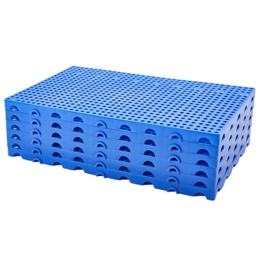 Yiwa Lot de 6 Palettes en Plastique Bleues Robustes, Palettes à Grille Empilables en Polypropylène, Profil Bas 100x60x5 cm pour Expédition et Entreposage en Entrepôt, Garage Ou Supermarché