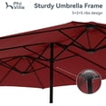 thumbnail image 4 of Parasol de Patio 15 Pi à Double Face pour l'Extérieur, Parasol de Marché Extra Grand avec Manivelle, Base de Parasol Incluse (Rouge Foncé), 4 of 8
