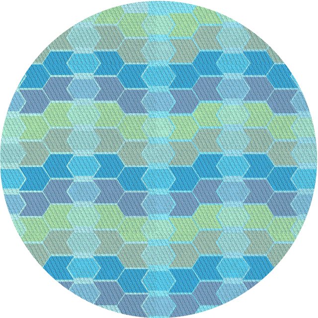 Ahgly Company Tapis de Zone Rond d'Intérieur Lavable à la Machine, Transitionnel, Bleu Ara Bleu Vert, 6 Pieds Rond