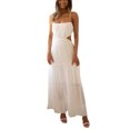 thumbnail image 2 of Faithtur Robe d'Été pour Femmes Robe Spaghetti Couleur Unie Taille Découpe Ouverte Dos Longue Robe, 2 of 9